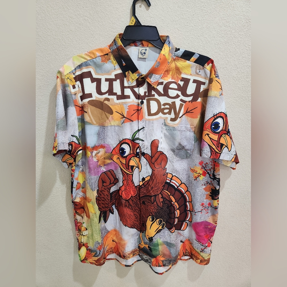 Festive Turkey Day Men's Polo Shirt - Multicolor